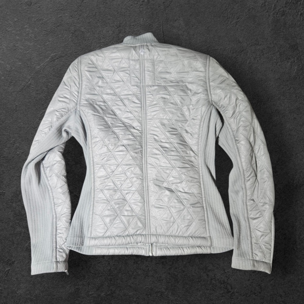 Prana Sherpa Lined Quilted Puffer Diva Zip Mock Jacket Ribbed Side Size S "LUNA" - Picture 7 of 16
